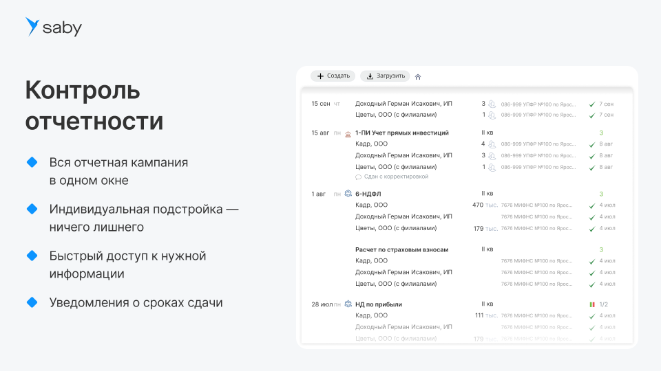 Корпоративный. Saby Report (Отчетность)