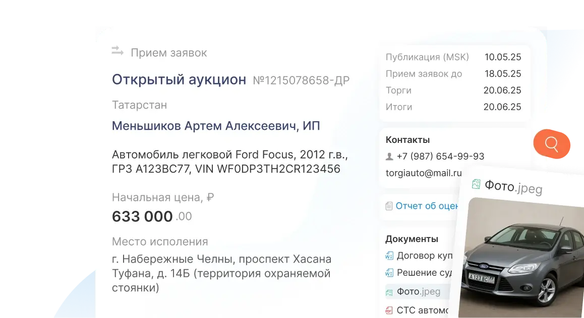 Карточка лота — Открытый аукцион Ford Focus