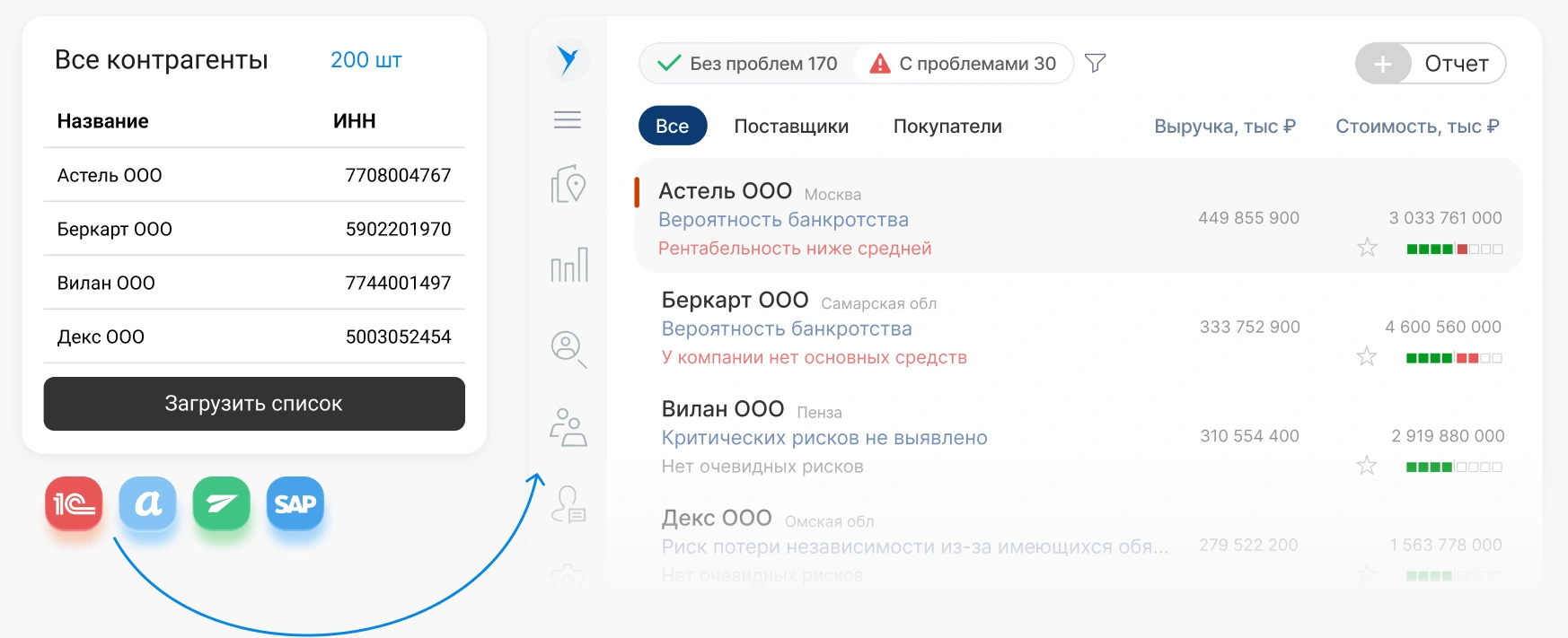 Массовая проверка контрагентов